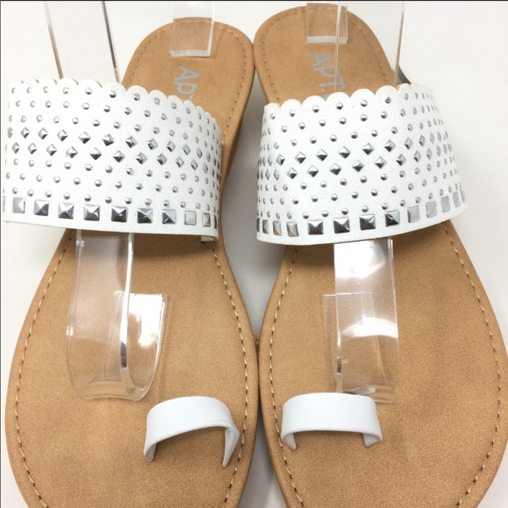 NWT Apt. 9 white embellished wedge slip on sandals - Picture 3 of 6
